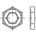 Műszaki rajz egy belső menetű hatszögletű anyáról, felülnézeti és oldalnézeti ábrázolással.