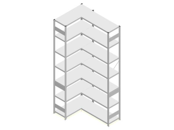 Orion Regalsysteme HKE30410AXL Polc sarokpolc 125 kg (Sz x Ma x Mé) 1.06 x 3 x 43.5 m Acél Műanyag bevonatú Élénk szürke Fém padló