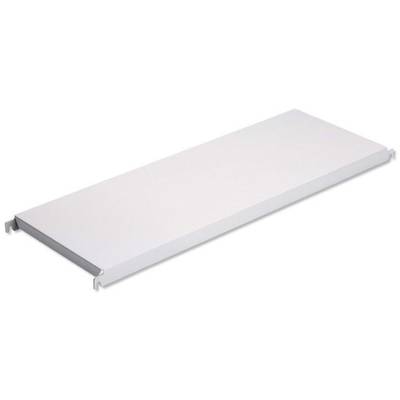 Egy fehér, téglalap alakú polc oldalsó tartóelemekkel. Alkalmas szerelésre polcrendszerbe vagy szekrénybe.