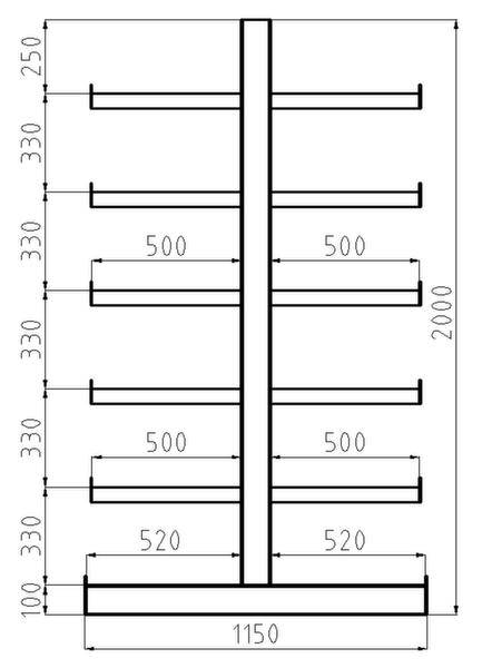META Regalbau 97837 Karos állvány – alap (Sz x Ma x Mé) 2700 x 2000 x 1150 mm Acél Homokfúvott, Porbevonatos Enciánkék