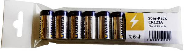 CR123A fotóelem, lítium, 3V 1480 mAh, 10 db, Varta Professional EL123AP, K123LA, RL123A, EL123A, DL123A, 5018LC, LR123