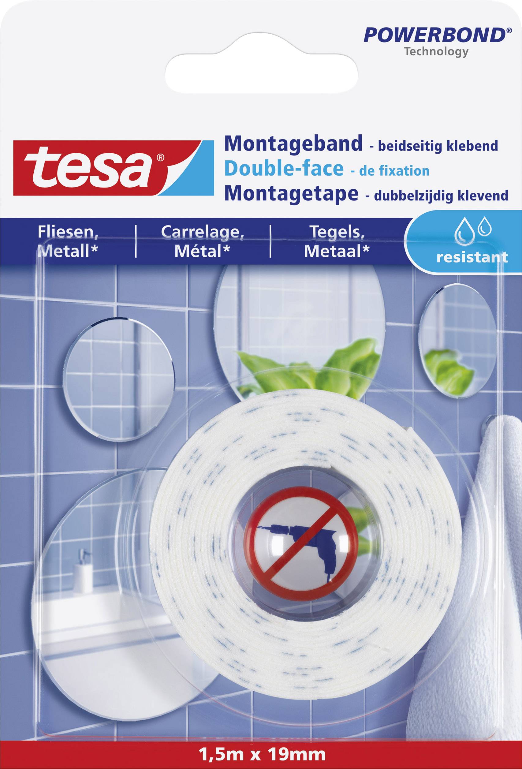 tesa TILES 77744-00000-00 Rögzítő szalag tesa® Powerbond Fehér (H x Sz) 1.5 m x 19 mm 1 db