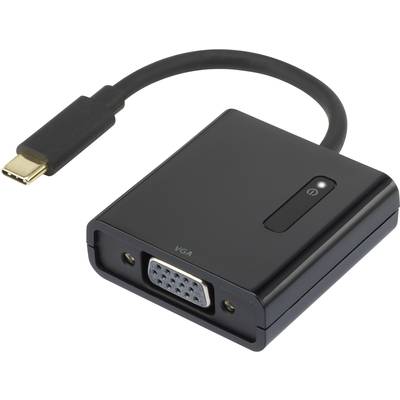 USB - VGA átalakító adapter, 1x USB C dugó - 1x VGA aljzat, aranyozott, fekete, Renkforce