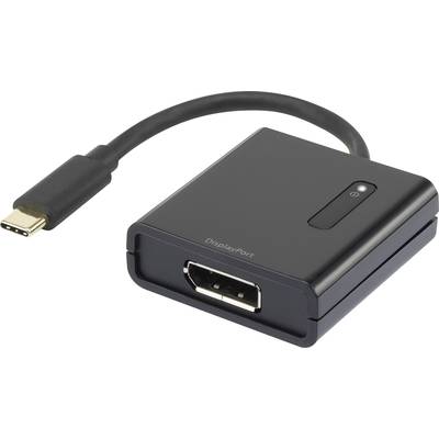 USB - DisplayPort átalakító adapter, 1x USB C dugó - 1x DisplayPort aljzat, aranyozott, fekete, Renkforce