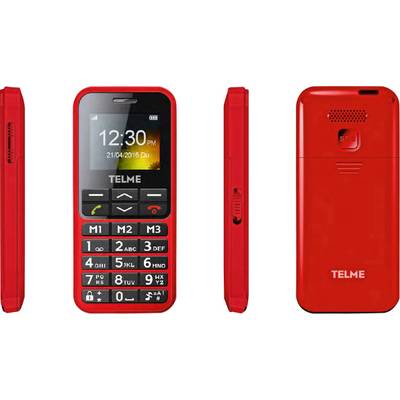 Telme C151 Mobiltelefon időseknek Töltőállomással, SOS gomb Piros