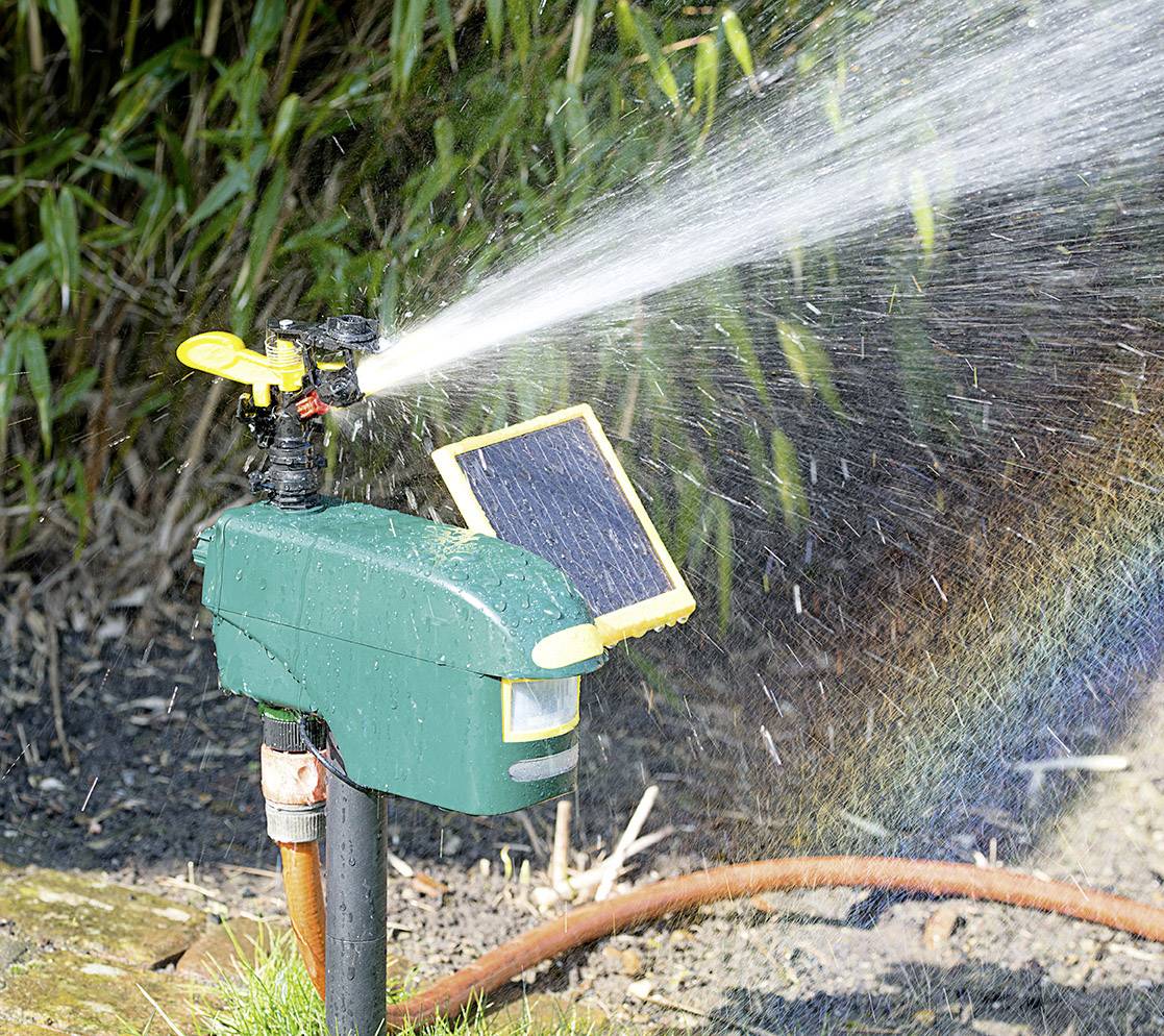 Napelemes, mozgásérzékelős vízsugaras kutya-, macska-, madár- és egyéb állatriasztó, Gardigo-2