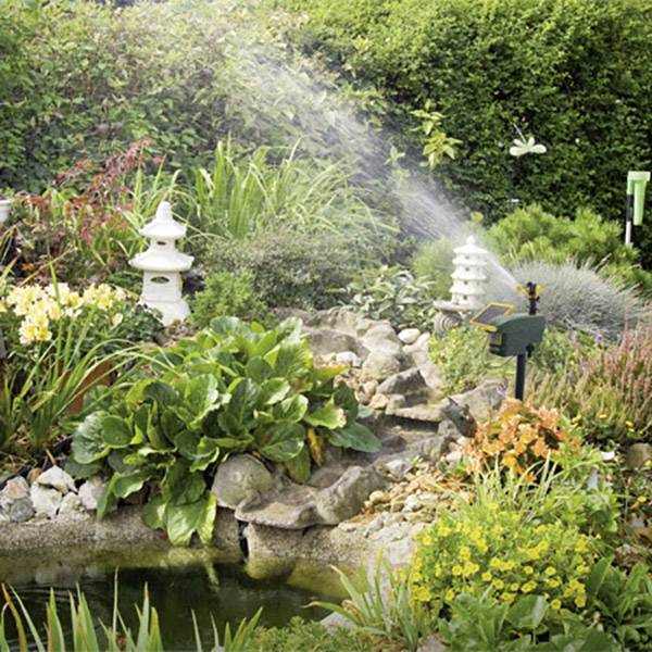 Napelemes, mozgásérzékelős vízsugaras kutya-, macska-, madár- és egyéb állatriasztó, Gardigo-5