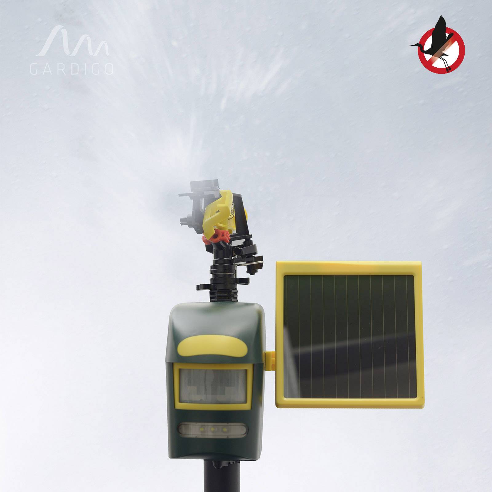 Napelemes, mozgásérzékelős vízsugaras kutya-, macska-, madár- és egyéb állatriasztó, Gardigo-8