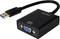 Egy fekete adapter USB-csatlakozóval az egyik és VGA-csatlakozóval a másik oldalán. Videokapcsolatok létrehozására tervezve.