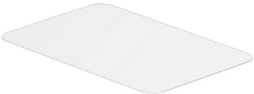 Egy lapos, téglalap alakú üvegdarab lekerekített sarkokkal.