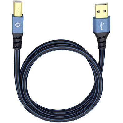Oehlbach USB kábel USB 2.0 USB-A dugó, USB-B dugó 3.00 m Kék aranyozott érintkező 9343