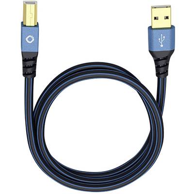 Oehlbach USB kábel USB 2.0 USB-A dugó, USB-B dugó 7.50 m Kék aranyozott érintkező 9345