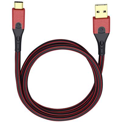 Oehlbach USB kábel USB 3.2 Gen1 (USB 3.0 / USB 3.1 Gen1) USB-A dugó, USB-C® dugó 1.00 m Piros/fekete aranyozott érintkez