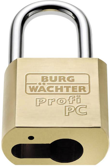 Egy sárgaréz lakat "Burg-Wächter Profi PC" felirattal, amely alkalmas tárgyak vagy területek biztosítására.