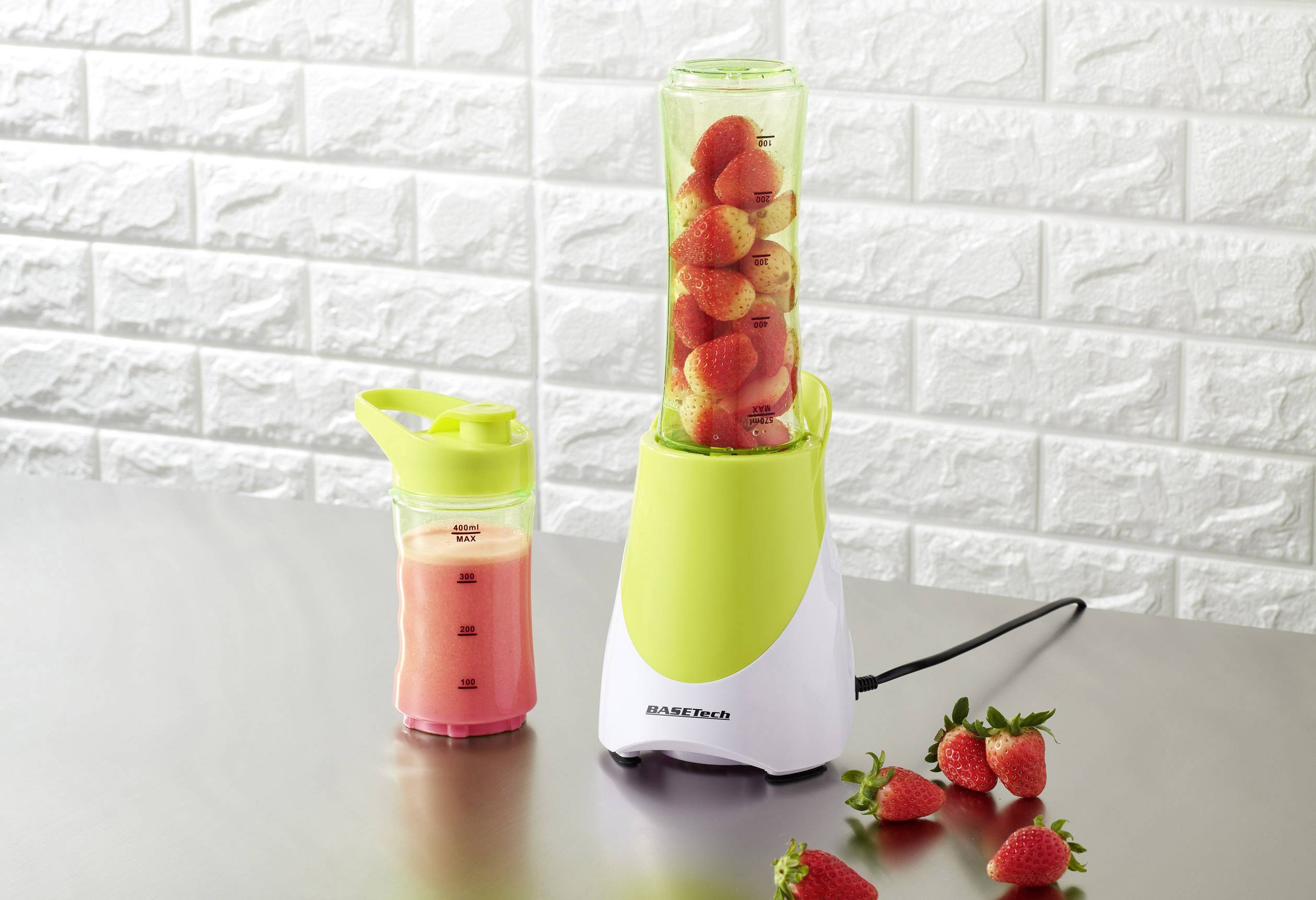 Smoothie Maker Shake készítő turmixgép 300 W, világoszöld, Basetech