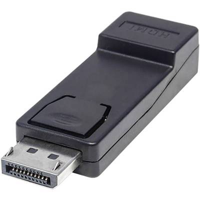 DisplayPort - HDMI átalakító adapter, 1x DisplayPort dugó - 1x HDMI aljzat, aranyozott, fekete, Manhattan