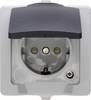 Kültéri falon kívüli konnektor, fedéllel 230V/16A IP 44 védett, szürke, Kopp 107856005