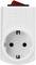 Fehér dugalj kapcsolóval, európai típusú csatlakozókhoz illeszkedő, felül piros billenőkapcsolóval.
