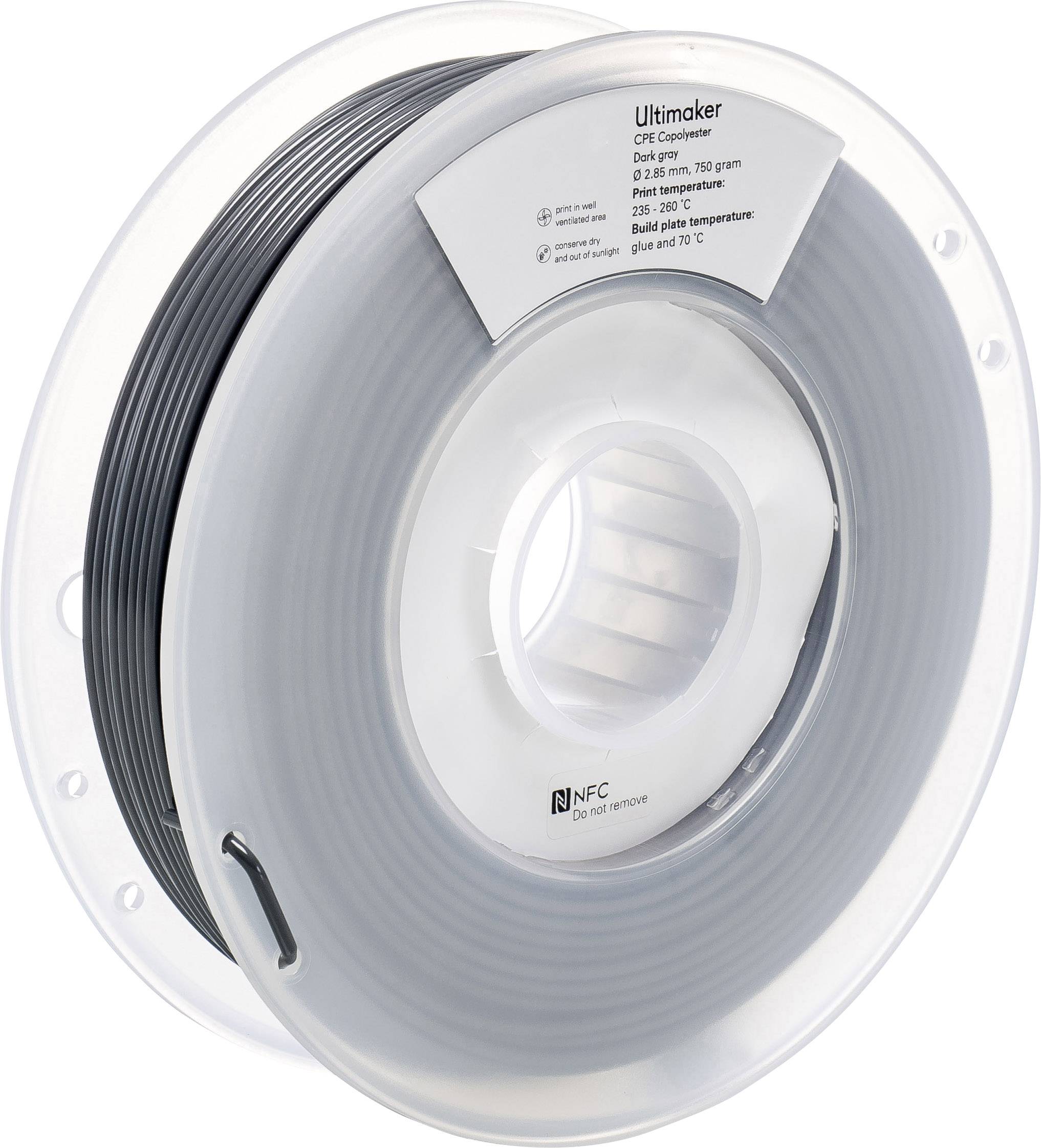 UltiMaker CPE - M0188 Dark Gray 750 - 201273 3D nyomtatószál CPE 2.85 mm 750 g Sötétszürke 1 db-2
