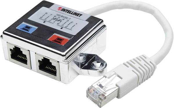 Intellinet RJ45 Hálózat Átalakító CAT 5 [1x RJ45 dugó - 2x RJ45 alj] 0 mm Ezüst, Fehér