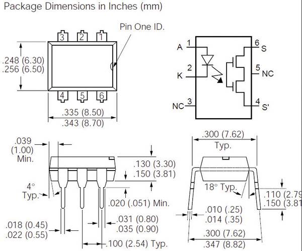 Nagy feszültségű relé Terhelő áram 150mA solid state Vishay LH 1540 AT
