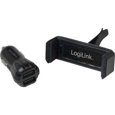 Szivargyújtós USB töltő és telefontartó, 2A 2x USB, LogiLink PA0133