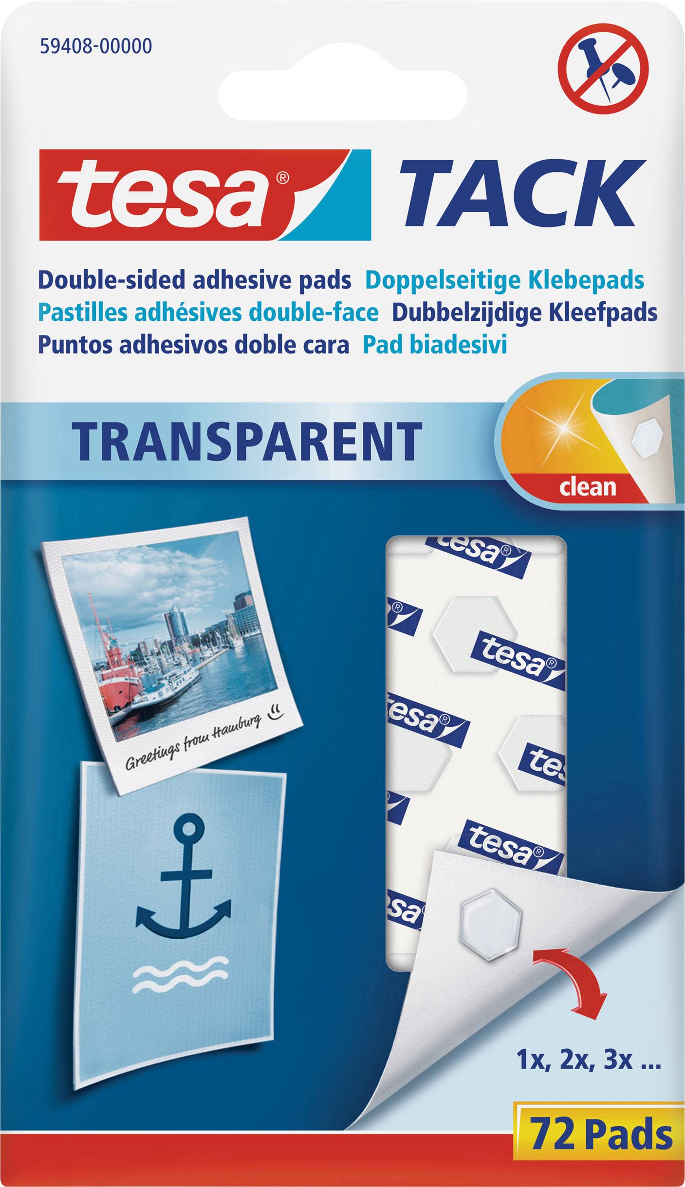 tesa TACK Kétoldalas ragasztó lapok Átlátszó