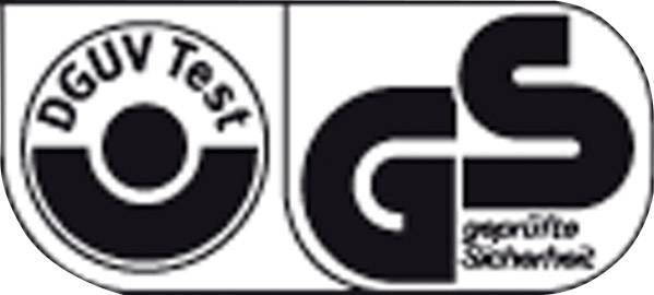 DGUV Teszt logó szöveggel: 'DGUV Teszt' és 'Ellenőrzött biztonság'. Kerek formában, fekete és fehér színekkel.