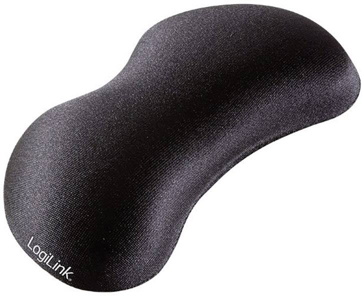 LogiLink fekete, ergonomikus csuklótámasz egérhasználathoz, kényelemre és csuklótámogatásra tervezve.
