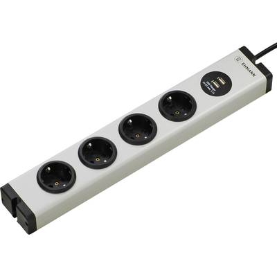 Ehmann 0600c0a052031 Hálózati elosztó 4 részes Szürke Védőérintkezős 1 db
