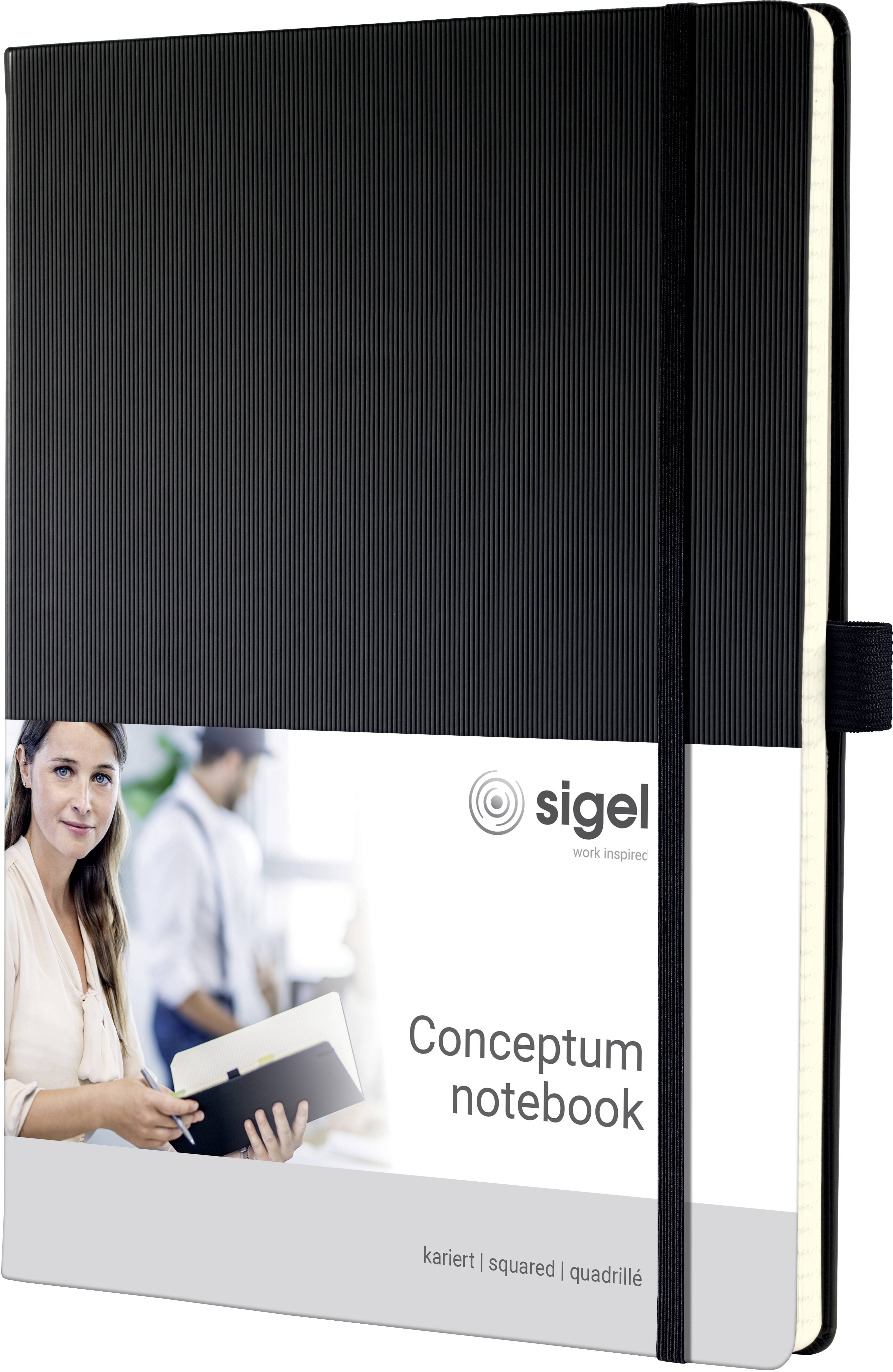 Sigel CONCEPTUM® CO115 Jegyzettömb kockás Fekete Lapok száma: 97 DIN A4+