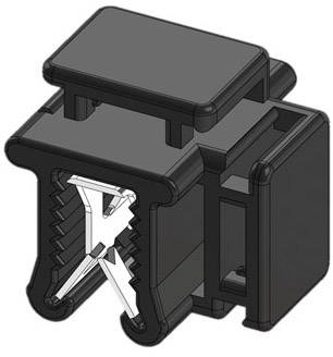 Műanyag klipszek méhsejtes lemezekbe történő rögzítéshez, fogazott rögzítőmechanizmussal, biztonságos tartás és rugalmas illeszkedés érdekében.