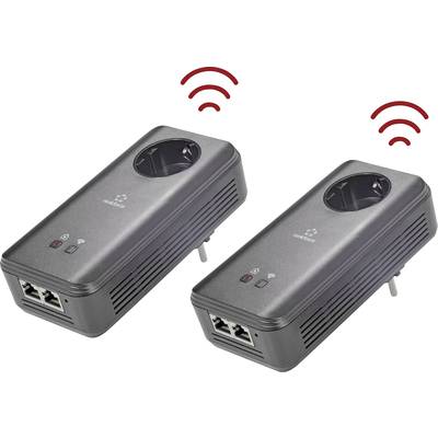 Powerline WLAN Access-Point Starter Kit, konnektoros internet átvivő készlet 1,2 Gbit/s, Renkforce PL1200D AC Starter