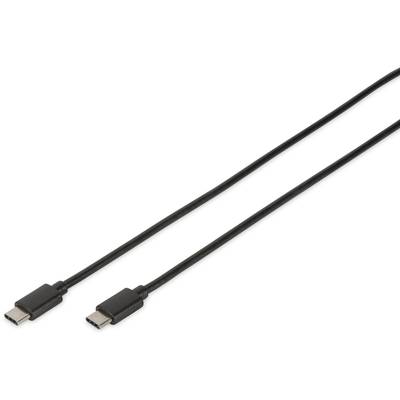 Digitus USB kábel USB 2.0 USB-C® dugó, USB-C® dugó 1.80 m Fekete Kerek, Kétoldalt használható dugó, Kettős árnyékolás DB
