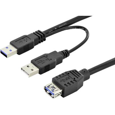 ednet USB kábel USB 3.2 Gen1 (USB 3.0 / USB 3.1 Gen1) USB-A dugó, USB-A alj 0.30 m Fekete Kerek, Kétoldalt használható d