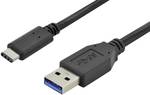 Digitus USB C-típusú csatlakozó kábel, C-típusú, férfi / férfi, 1 m hosszú, szuper sebesség, fekete
