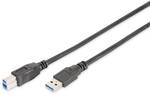 USB 3.0 csatlakozó kábel, A - B típus, férfi / hüvelykes, 1,8 m hosszú, USB 3.0 kompatibilis, fekete