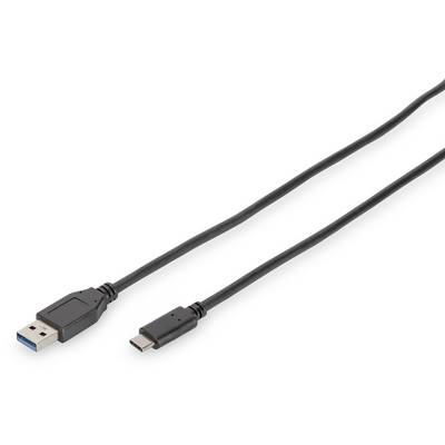 Digitus USB kábel USB 3.2 Gen1 (USB 3.0 / USB 3.1 Gen1) USB-C® dugó, USB-A dugó 1.00 m Fekete Kerek, Kettős árnyékolás D