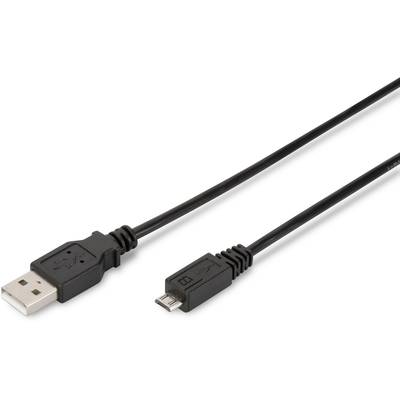 Digitus USB kábel USB 2.0 USB-A dugó, USB mikro B dugó 1.00 m Fekete Kerek, Kettős árnyékolás DK-300110-010-S