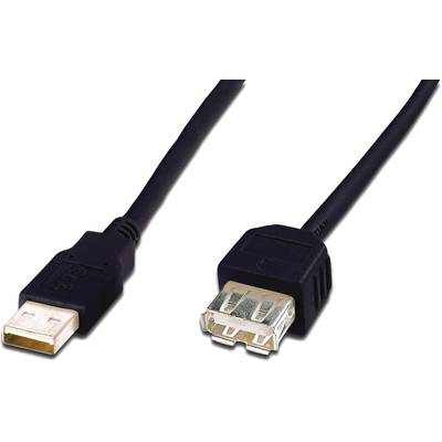 Digitus USB kábel USB 2.0 USB-A dugó, USB-A alj 3.00 m Fekete Kerek, Kettős árnyékolás DK-300202-030-S