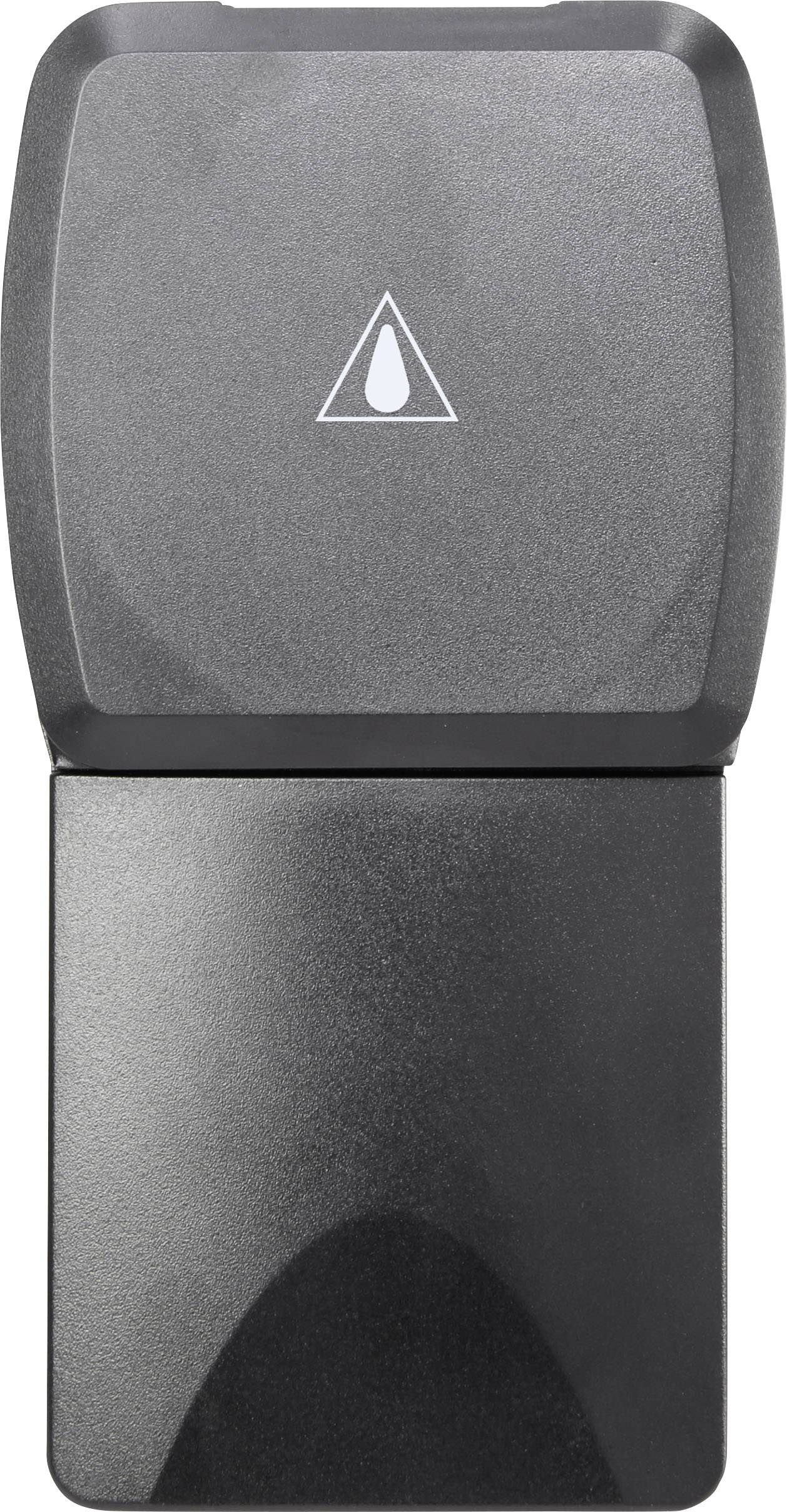 Egy fekete, automata kéztörlő-adagoló, amelynek tetején egy cseppszimbólum jelzi az érintésmentes szenzort.