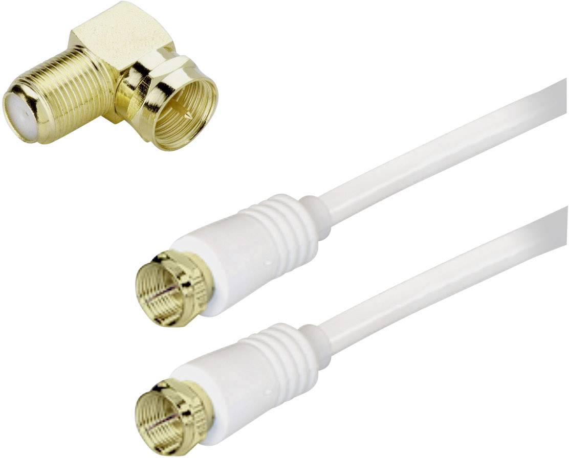 BKL Electronic Antennák, SAT Csatlakozókábel [1x F dugó - 1x F dugó] 2.50 m 85 dB aranyozott érintkező, Kettős árnyékolás Fehér