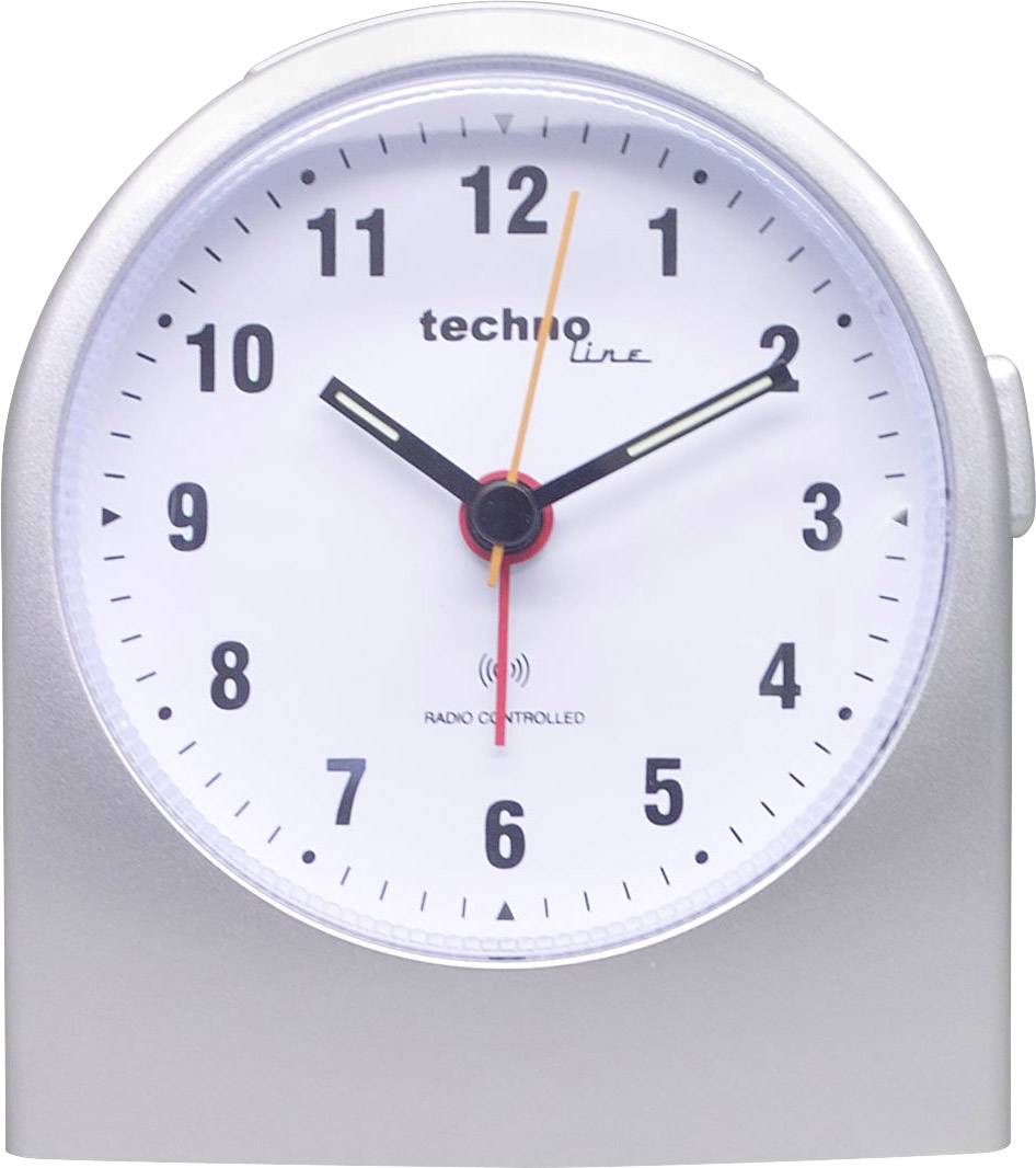 Rádiójel vezérelt analóg ébresztőóra, ezüst, Techno Line WT 753