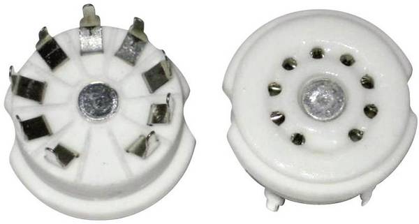Kerámia novál elektroncső foglalat, Print-Y, pólusszám 9, nyákba forrasztható