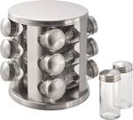 MATO rozsdamentes acél fűszerállvány, 12 üvegből készült fűszerkorsóval