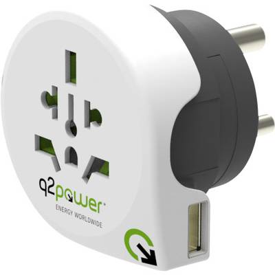 Q2 Power 1.100250 Úti adapter  Welt nach Indien mit USB