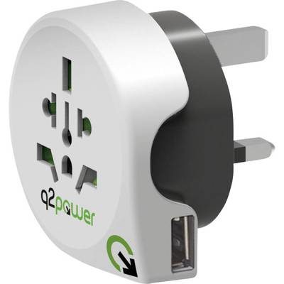 Q2 Power 1.100130 Úti adapter  World to Great Britain with USB