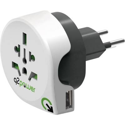 Q2 Power 1.100210 Úti adapter  Welt nach Schweiz mit USB