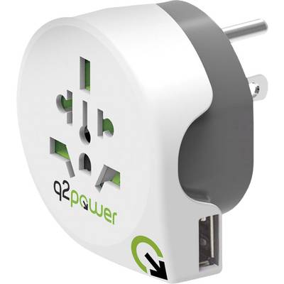 Q2 Power 1.100150 Úti adapter  Welt nach USA mit USB