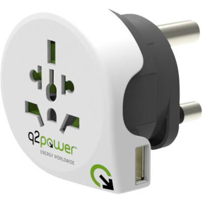 Q2 Power 1.100230 Úti adapter  Welt nach Süd Afrika mit USB